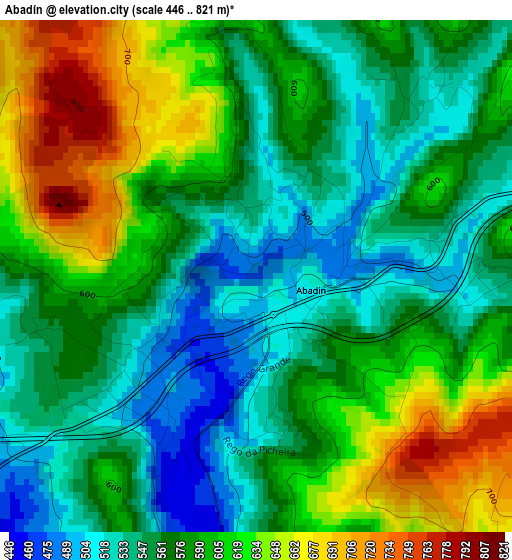 Abadín elevation map