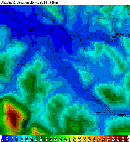 Abadiño elevation map