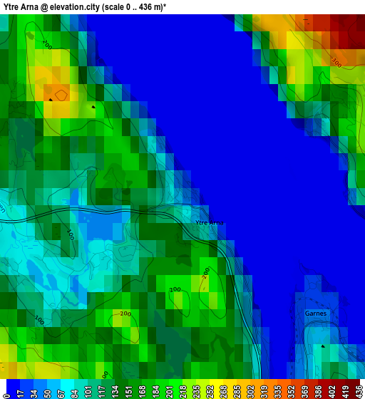 Ytre Arna elevation map