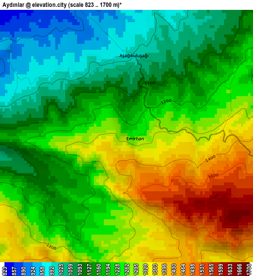 Aydınlar elevation map