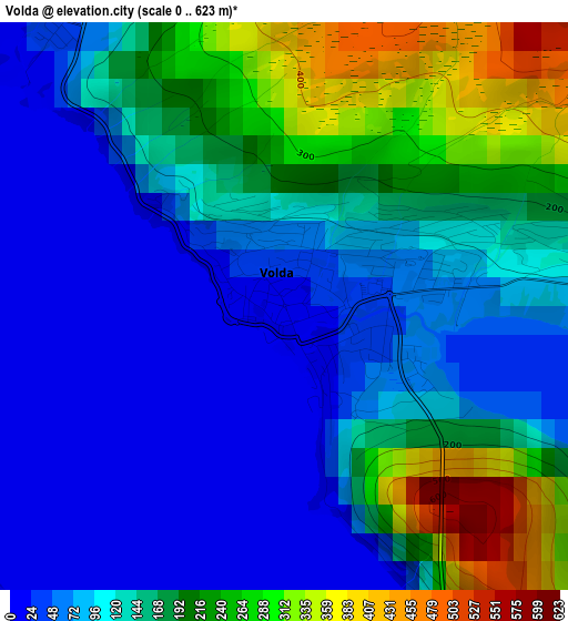 Volda elevation map