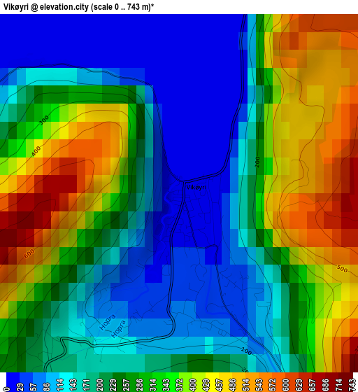 Vikøyri elevation map