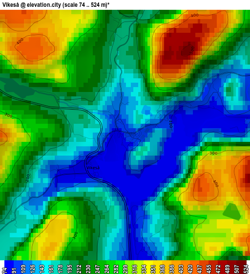 Vikeså elevation map