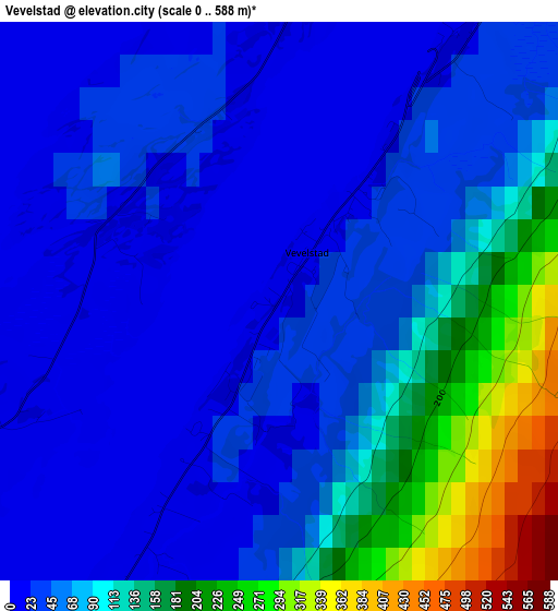 Vevelstad elevation map