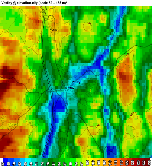 Vestby elevation map