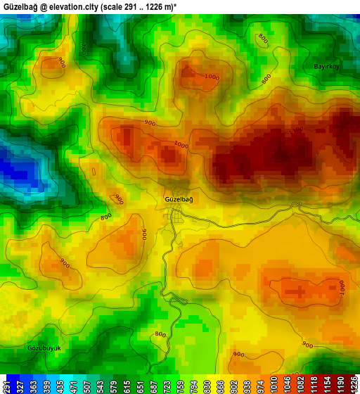 Güzelbağ elevation map