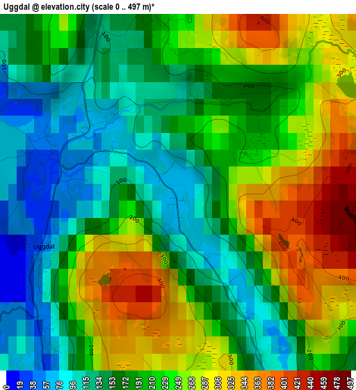 Uggdal elevation map