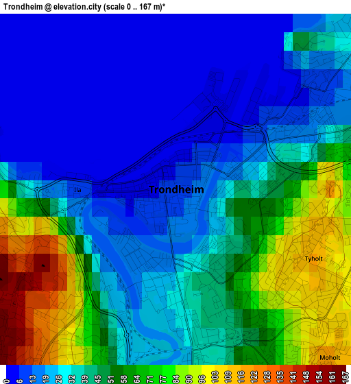 Trondheim elevation map