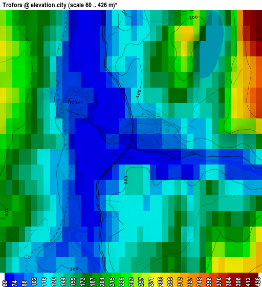 Trofors elevation map