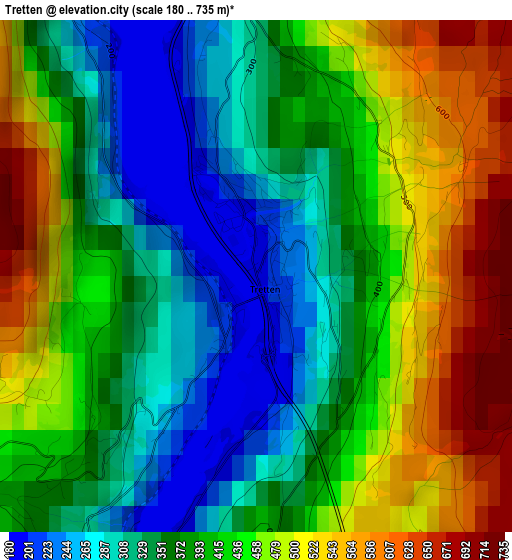 Tretten elevation map