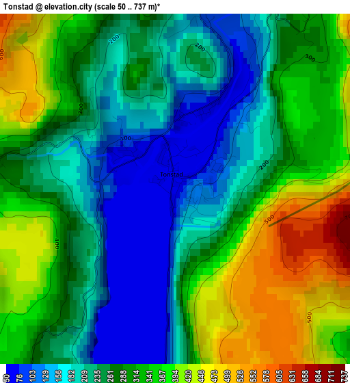 Tonstad elevation map