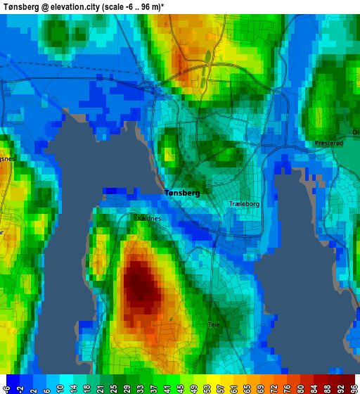 Tønsberg elevation map