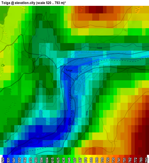 Tolga elevation map