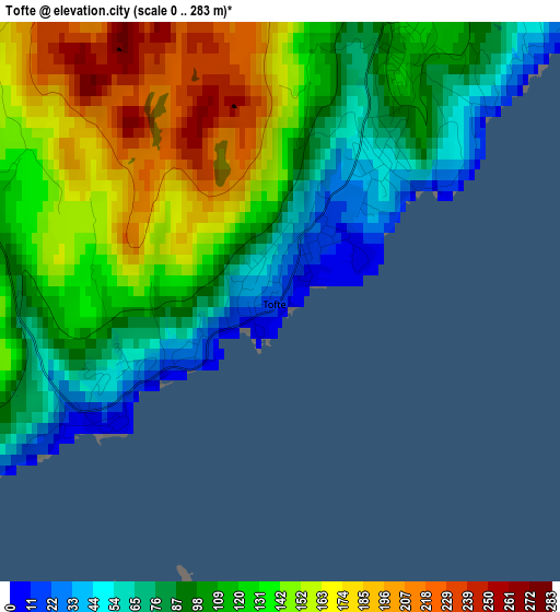 Tofte elevation map