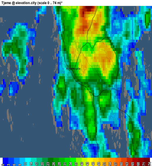 Tjøme elevation map