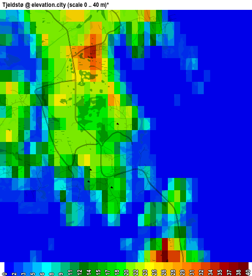 Tjeldstø elevation map