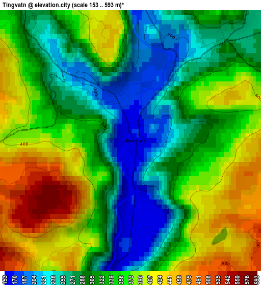 Tingvatn elevation map