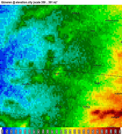 Güneren elevation map