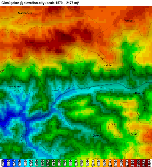 Gümüşakar elevation map