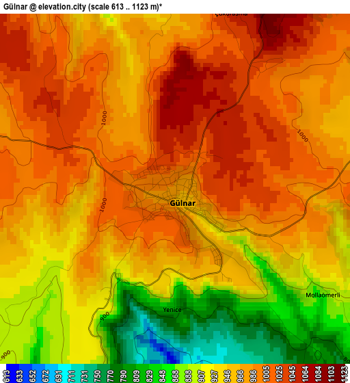 Gülnar elevation map