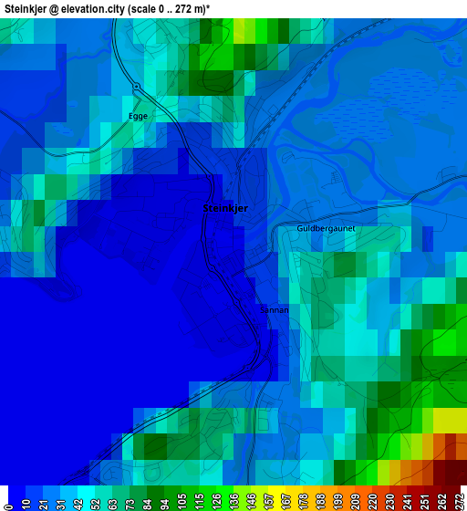 Steinkjer elevation map