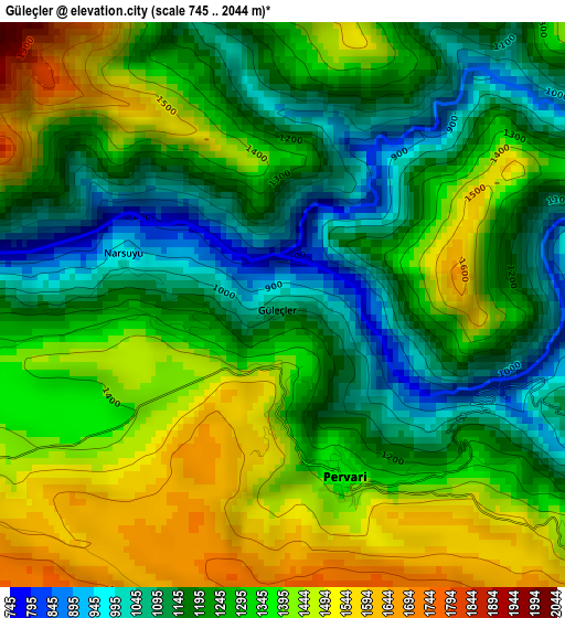 Güleçler elevation map