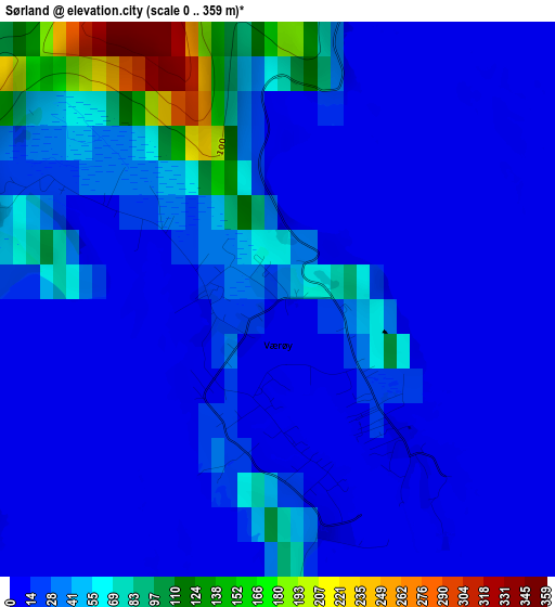 Sørland elevation map