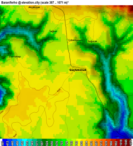 Baraniferho elevation map