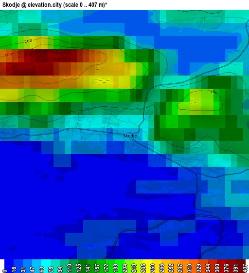 Skodje elevation map