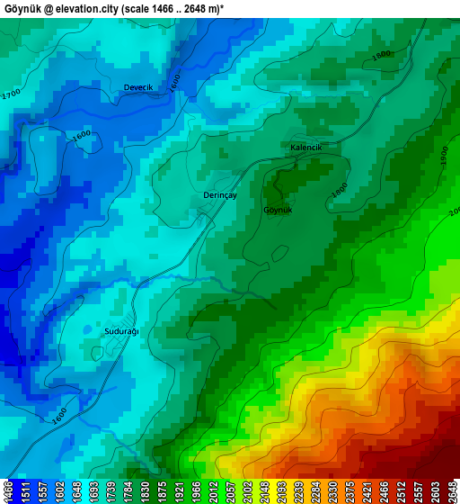 Göynük elevation map