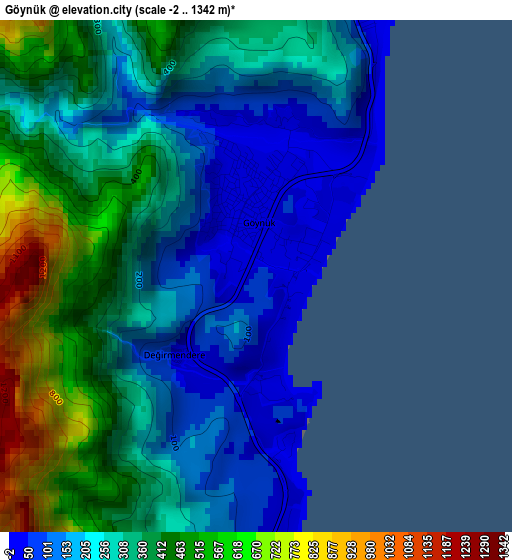 Göynük elevation map