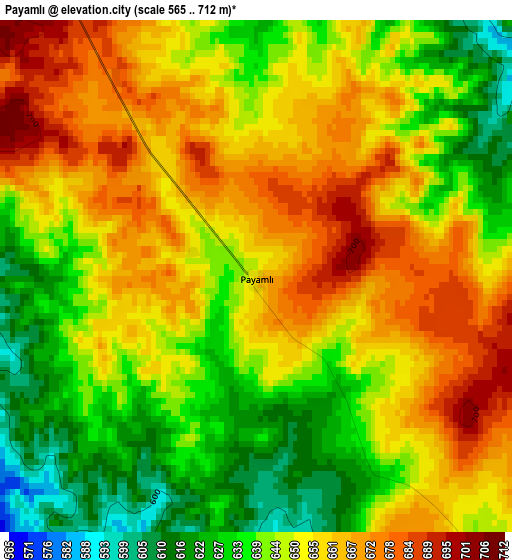 Payamlı elevation map