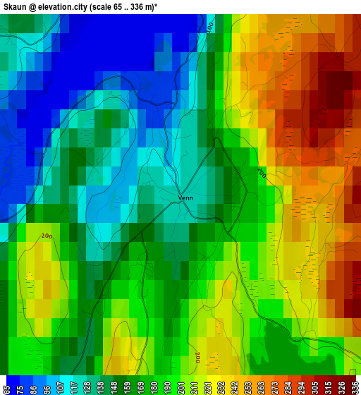 Skaun elevation map