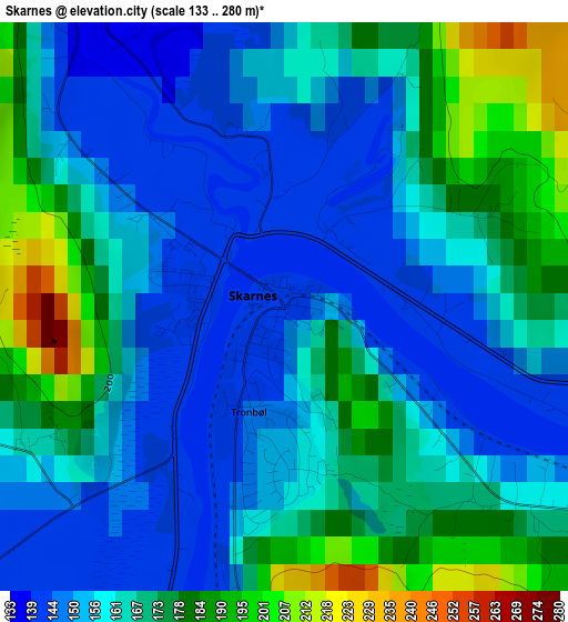 Skarnes elevation map