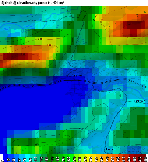 Sjøholt elevation map