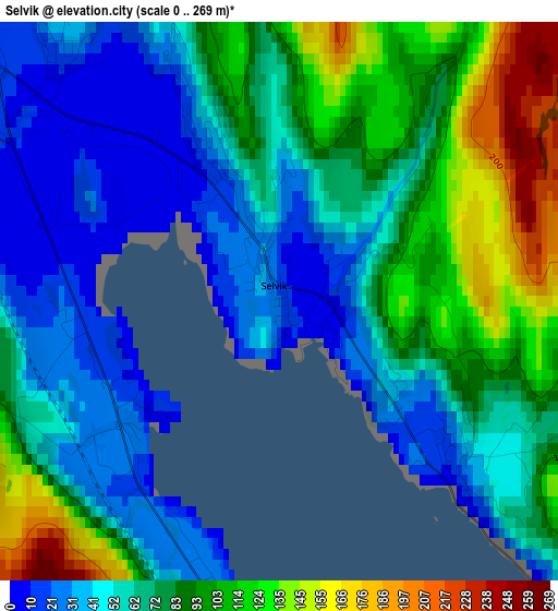 Selvik elevation map