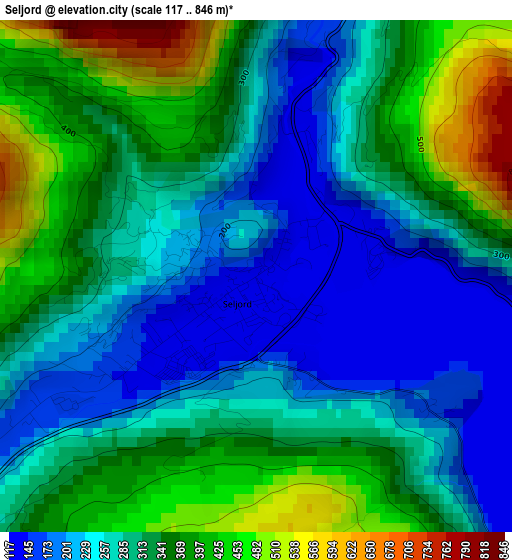 Seljord elevation map