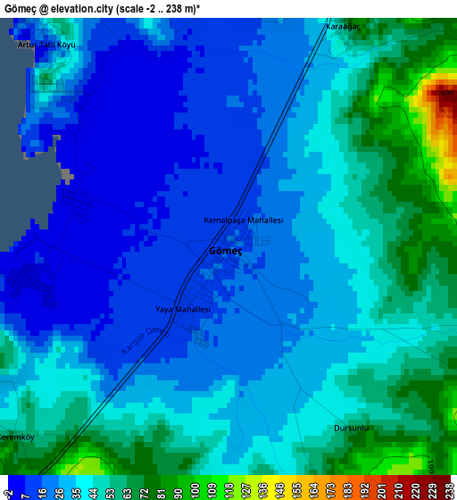 Gömeç elevation map