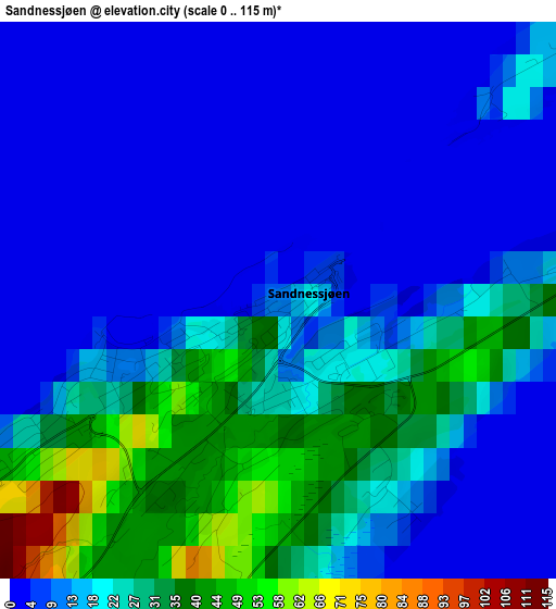 Sandnessjøen elevation map