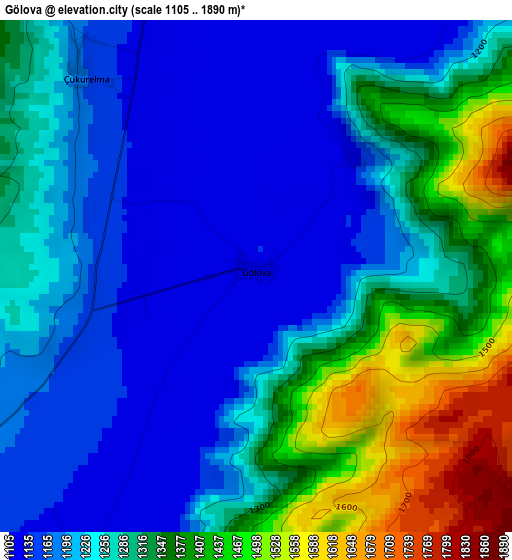 Gölova elevation map