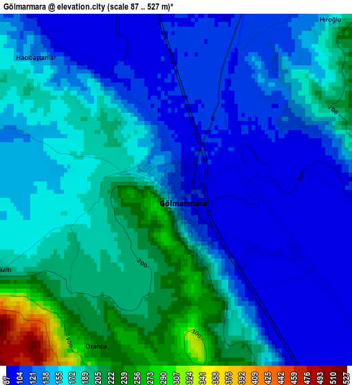 Gölmarmara elevation map