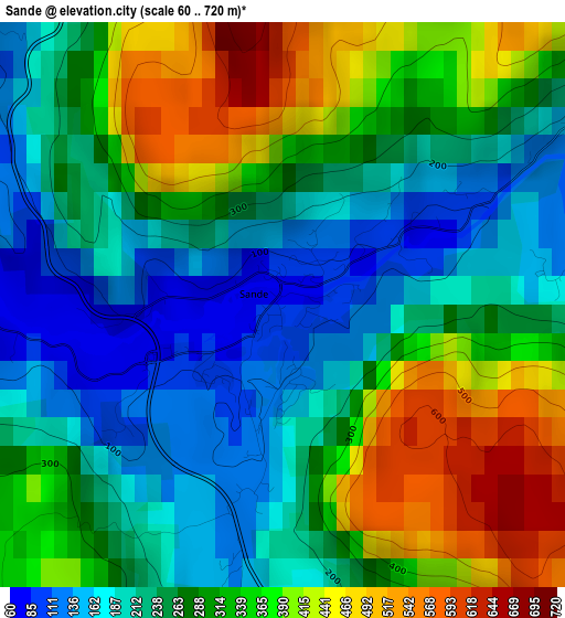 Sande elevation map