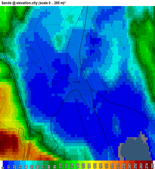 Sande elevation map