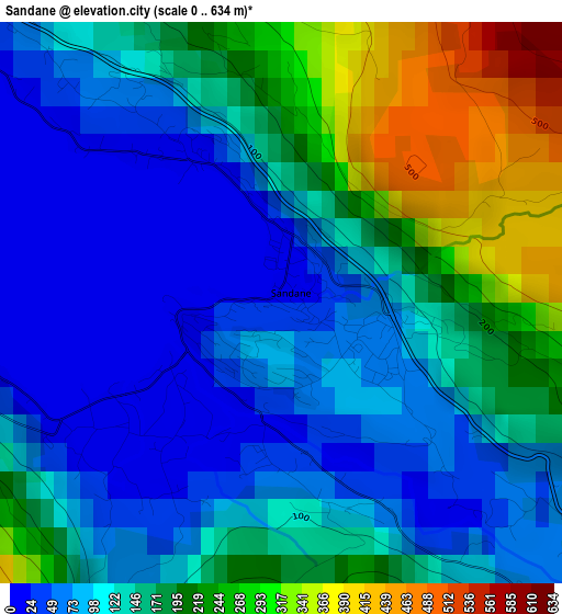 Sandane elevation map