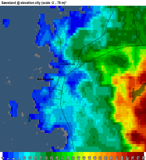 Sæveland elevation map