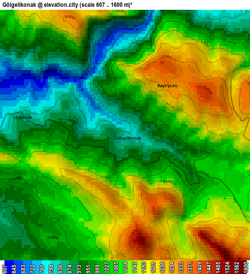 Gölgelikonak elevation map