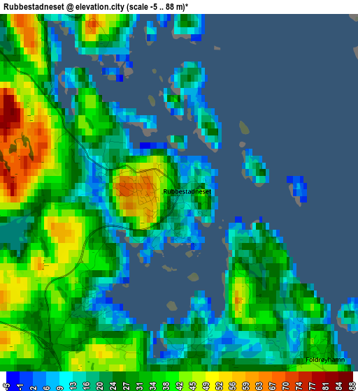 Rubbestadneset elevation map