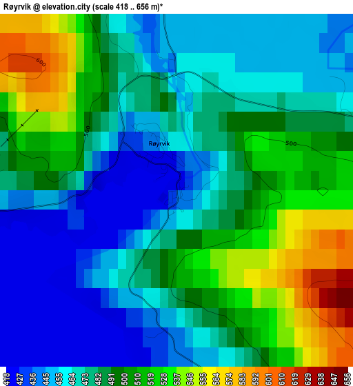 Røyrvik elevation map