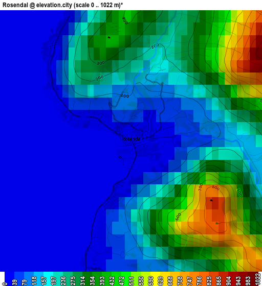 Rosendal elevation map