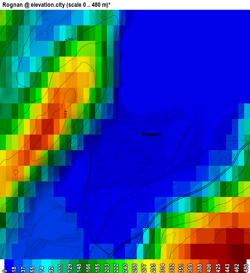 Rognan elevation map